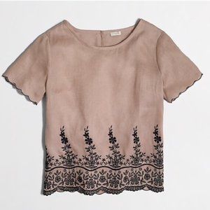 J. Crew Factory Women's Scalloped Embroidered Top